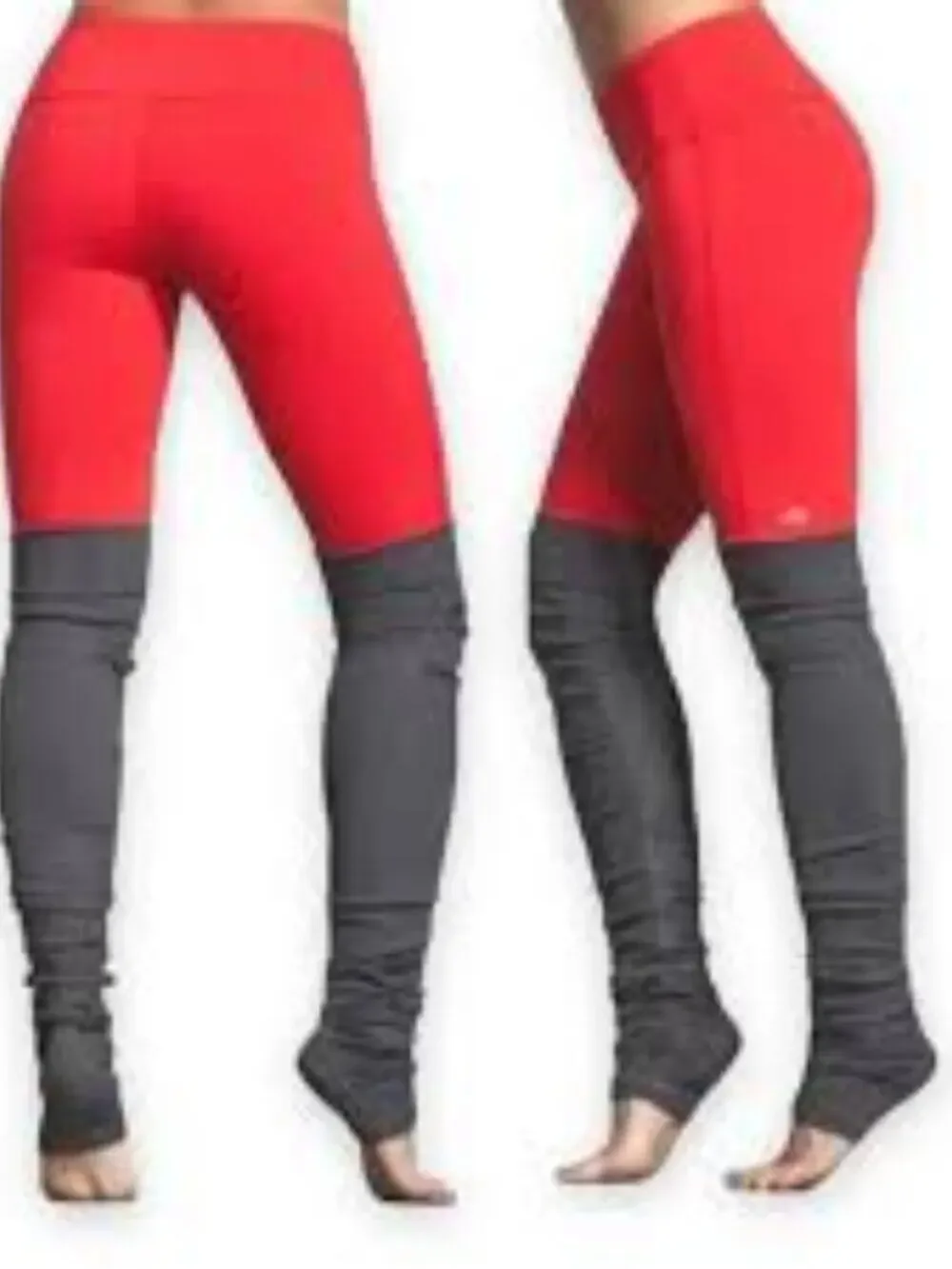 Alo Yoga Goddess Ribbed Scrunch Two Tone Coral Gray Women's S Stretch Leggings